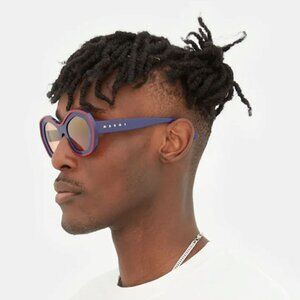 🕶️ New Marni ULAWUN VULCANO EIF Sunglasses - Blue Frame, Orange Lenses